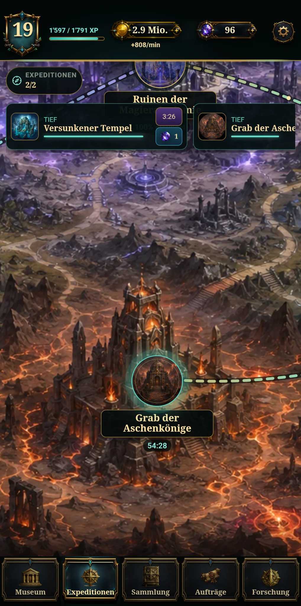 Arcane Museum expedition map with magical locations