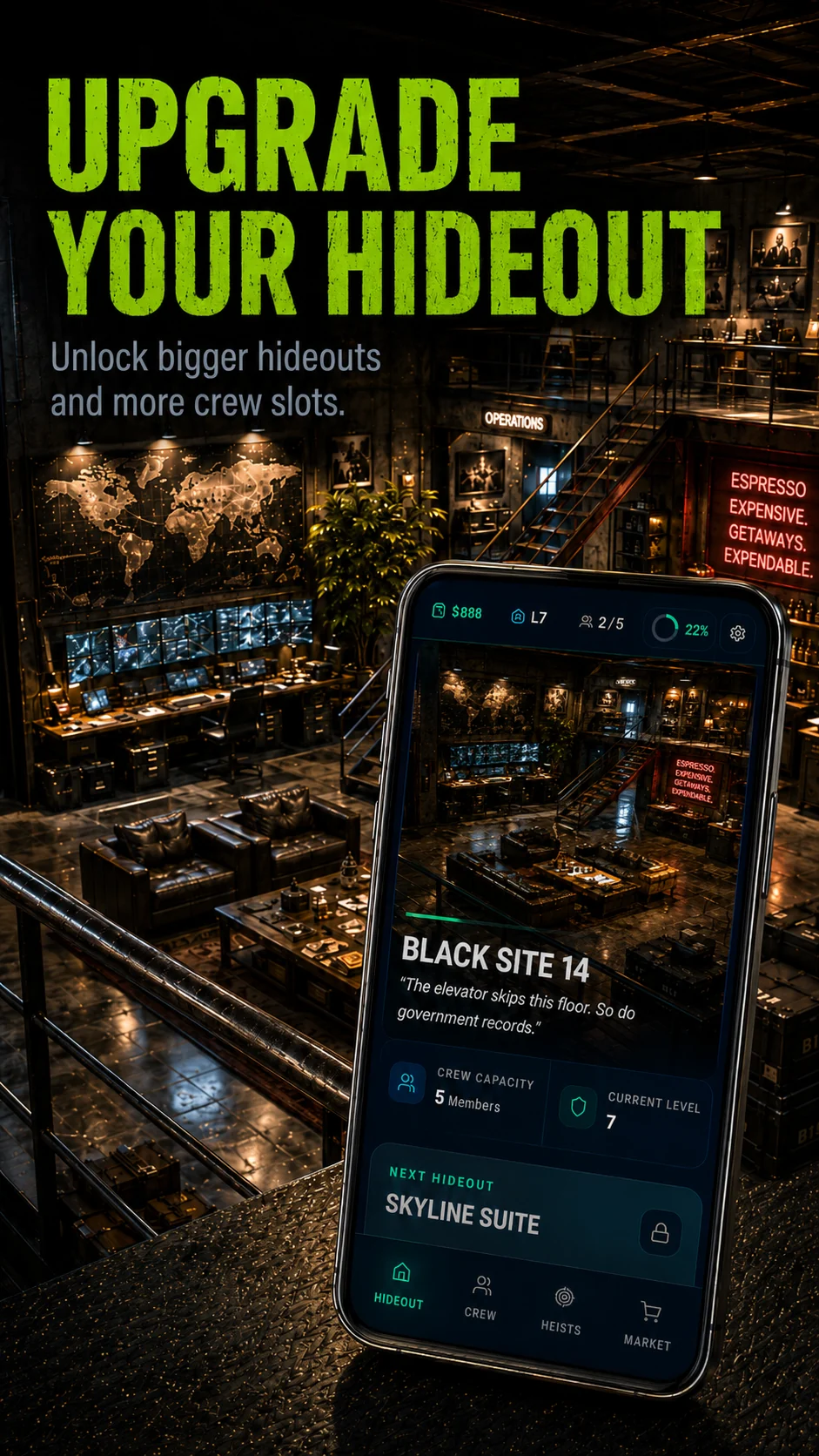 Hideout upgrades in Heist Simulator