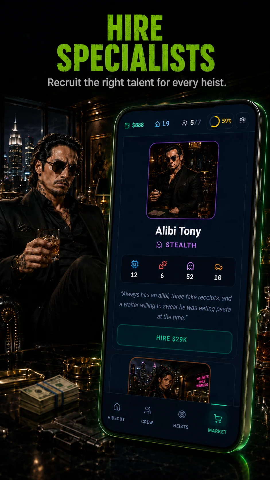 Specialist recruitment in Heist Simulator